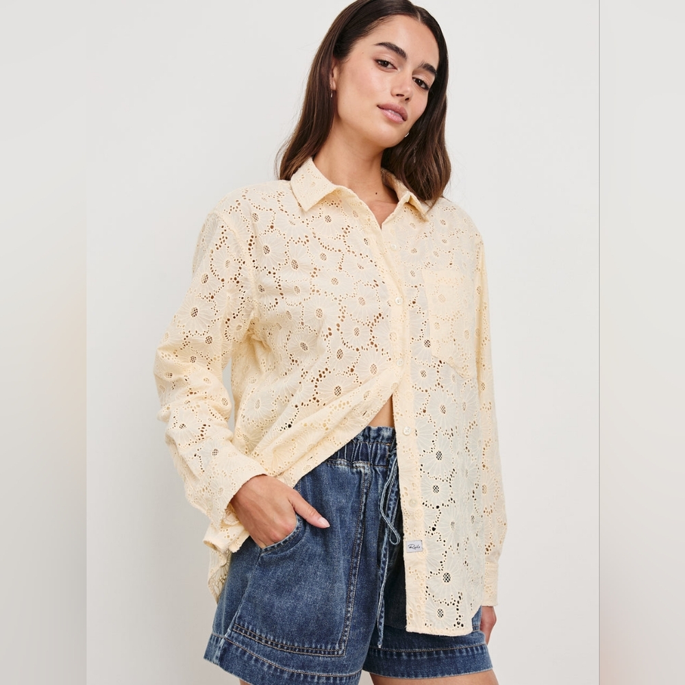 Rails Arlo Shirt Cream Floral Eyelet Button Up Wmns M NWT Cottage Core Boho Chic
